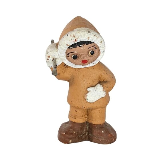 Vintage Spanish Mud People Eskimo Figurine Terracotta - Picture 1 of 6